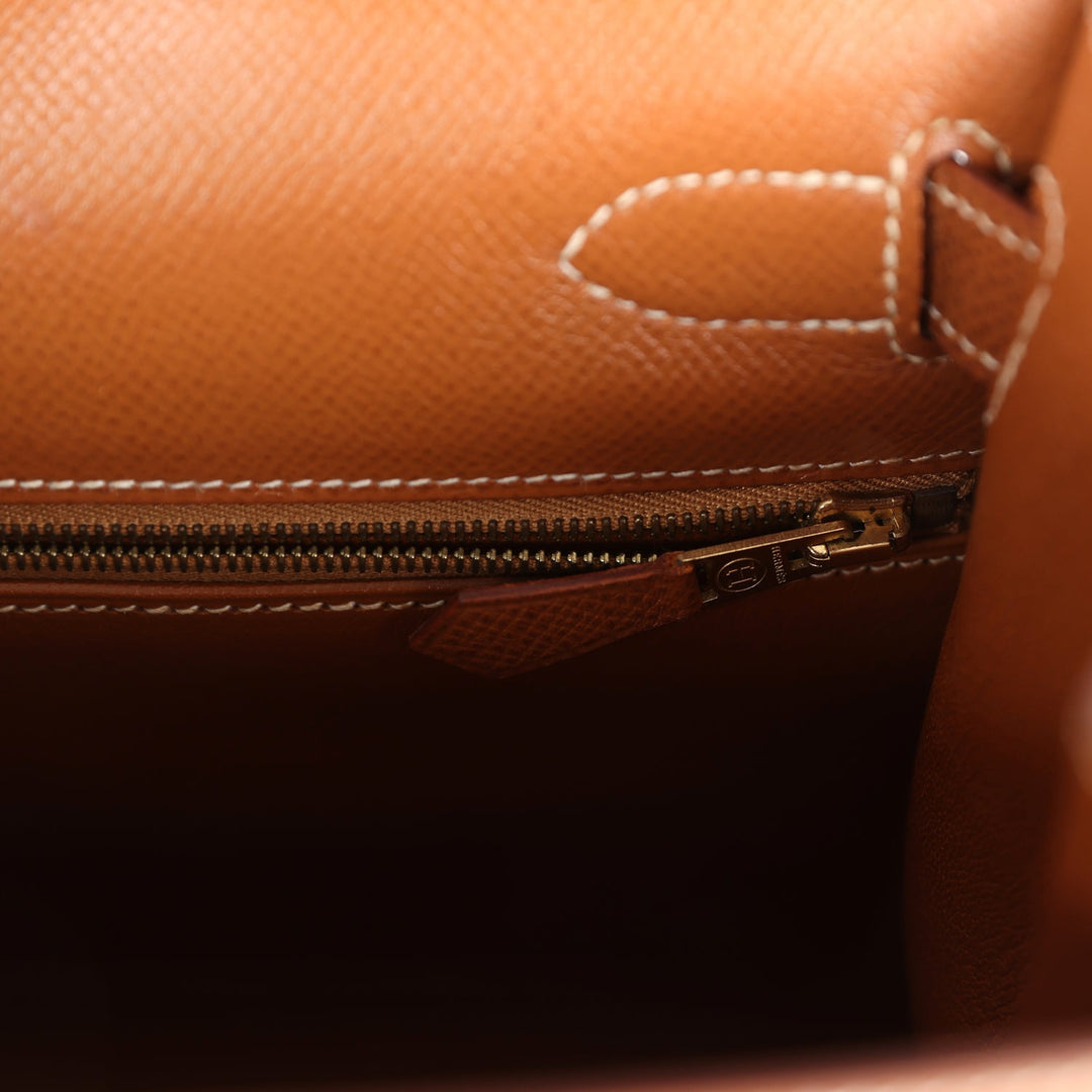 Vintage Hermes Kelly Sellier 28 Gold Courchevel Gold Hardware