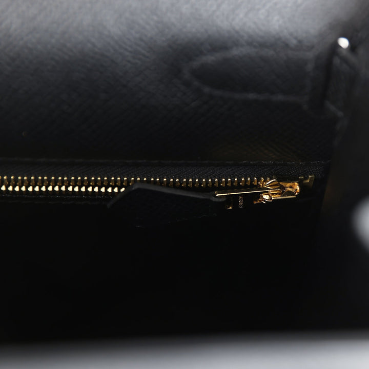 New Hermes Kelly Sellier 28 Black Epsom Gold Hardware