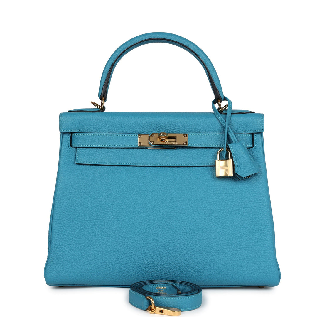 New Hermes Kelly Retourne 28 Turquoise Togo Gold Hardware