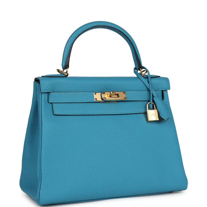 New Hermes Kelly Retourne 28 Turquoise Togo Gold Hardware