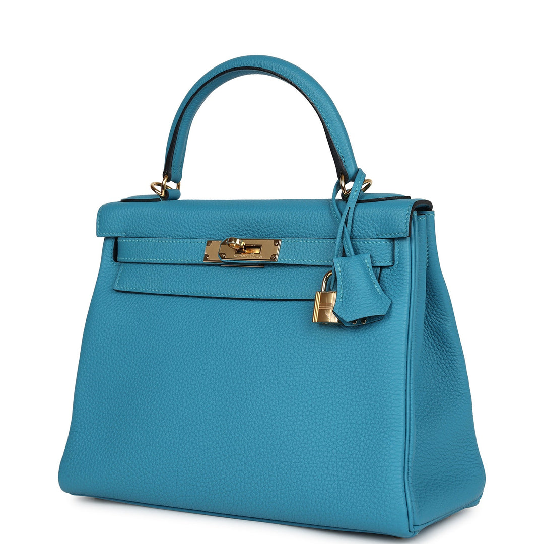 New Hermes Kelly Retourne 28 Turquoise Togo Gold Hardware