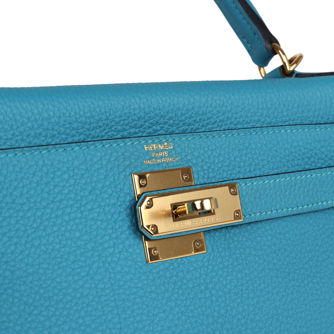 New Hermes Kelly Retourne 28 Turquoise Togo Gold Hardware