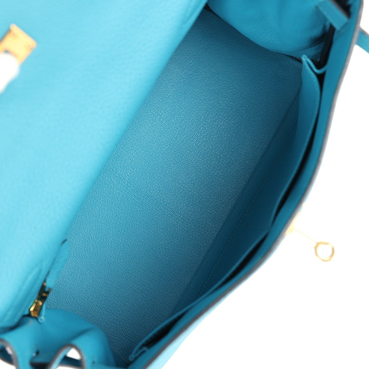 New Hermes Kelly Retourne 28 Turquoise Togo Gold Hardware