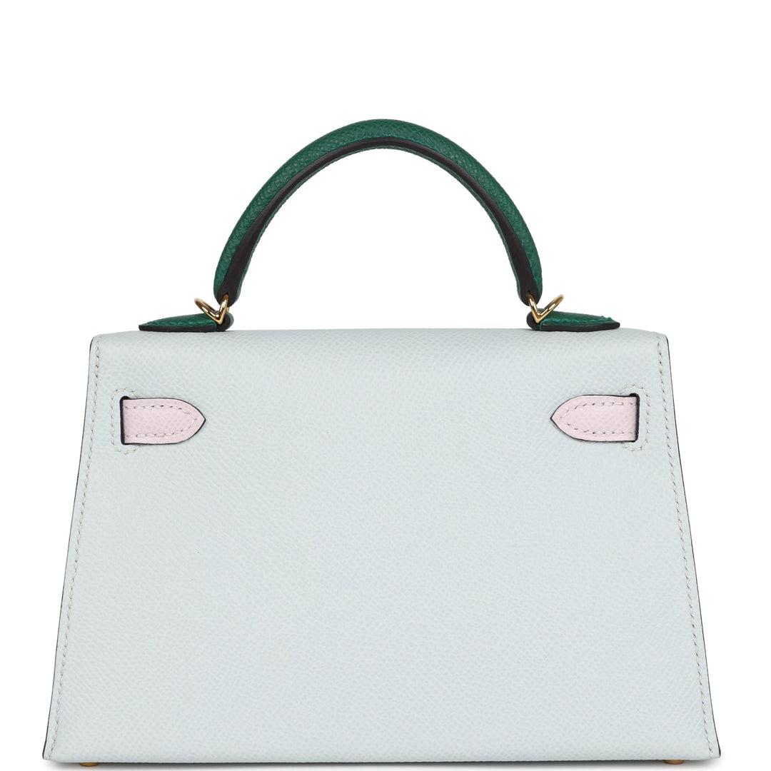 Hermes Kelly Sellier 20 Tri-color Gris Platine, Mauve Pale and Vert Moyen Epsom Gold Hardware