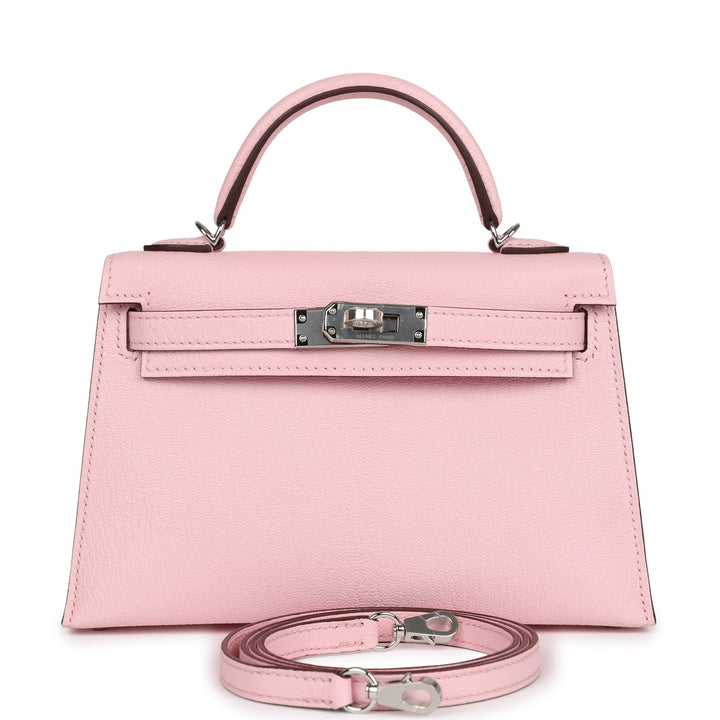 Hermes Kelly Sellier 20 Rose Lipstick Chevre Palladium Hardware