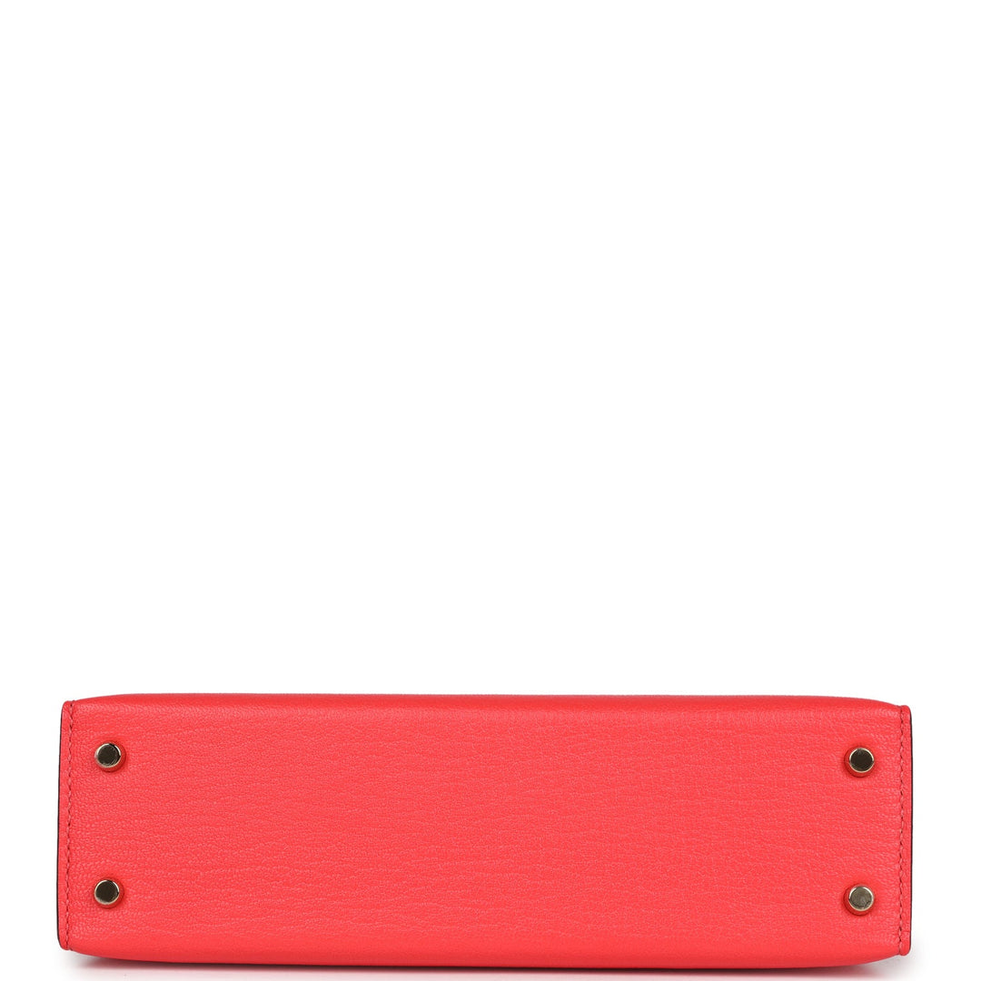 Hermes Special Order (HSS) Kelly Sellier 20 Rose Texas Verso Chevre Permabrass Hardware