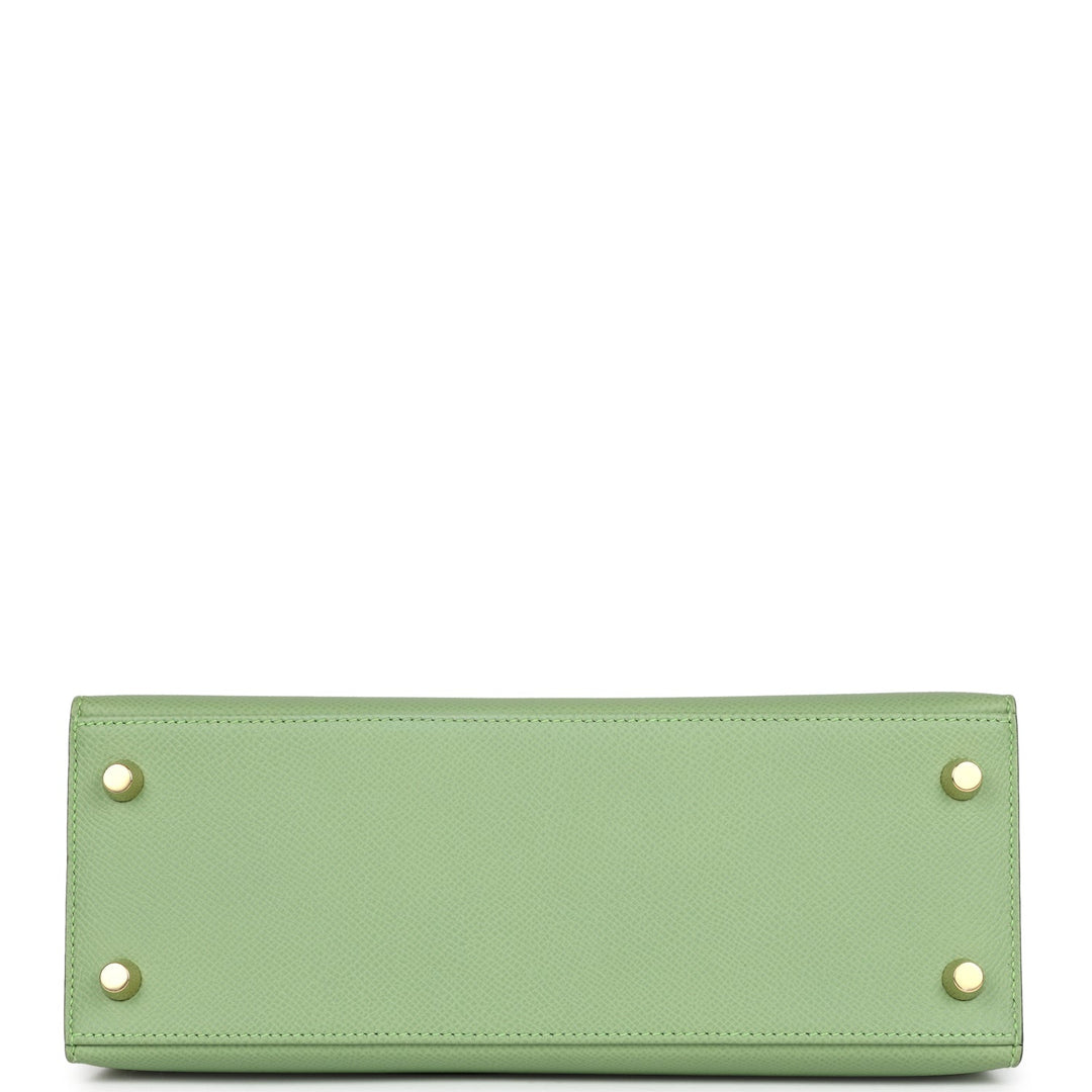 Hermes Kelly Sellier 25 Vert Criquet Epsom Gold Hardware