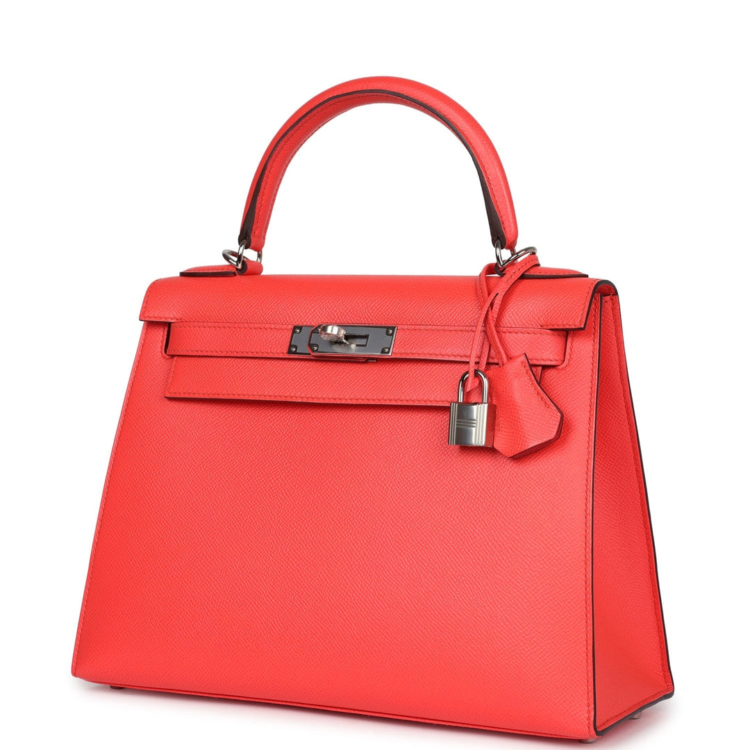 Hermes Kelly Sellier 28 Rose Texas Epsom Palladium Hardware