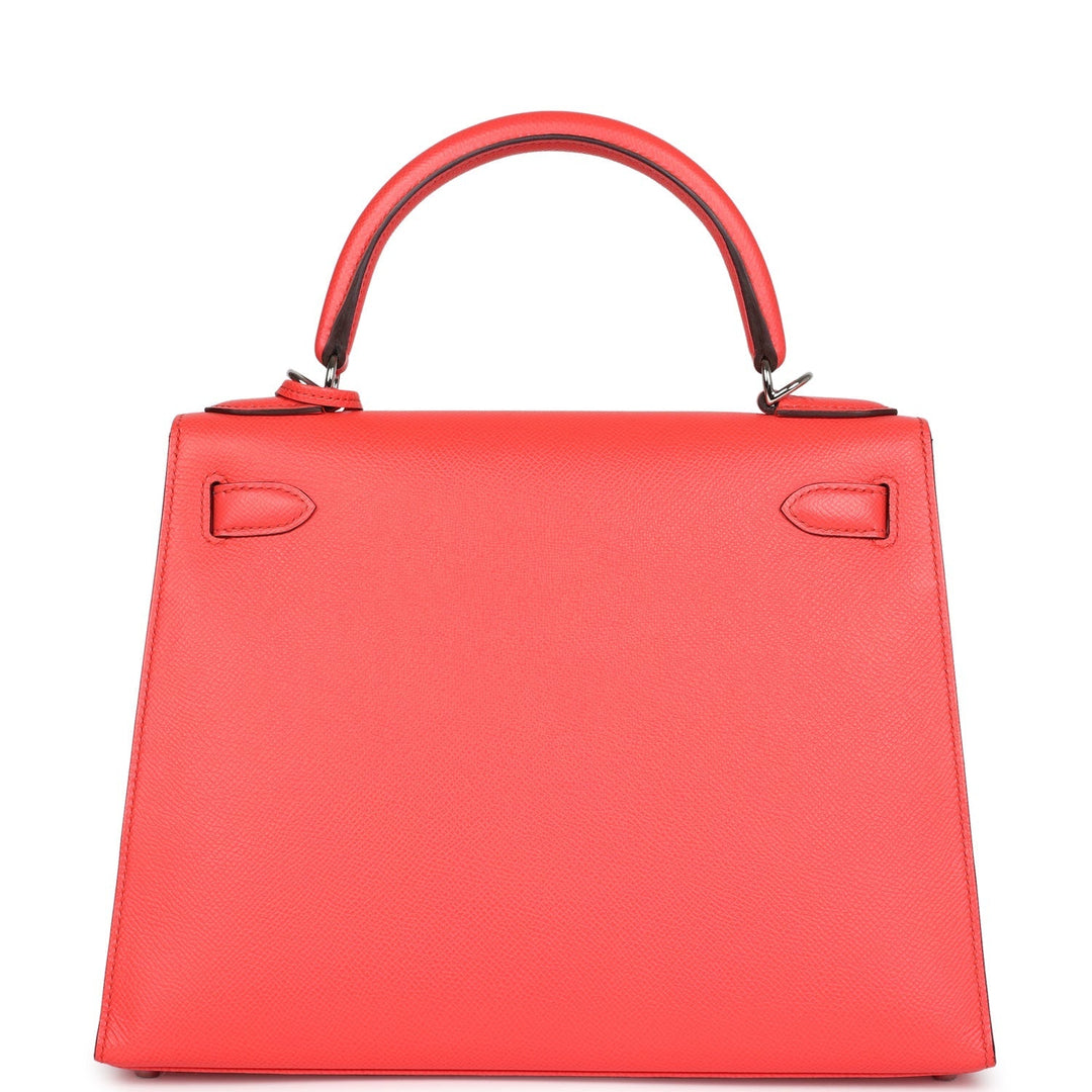 Hermes Kelly Sellier 28 Rose Texas Epsom Palladium Hardware