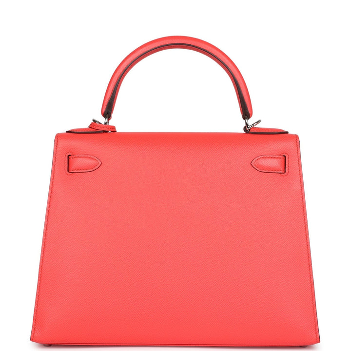 Hermes Kelly Sellier 28 Rose Texas Epsom Palladium Hardware