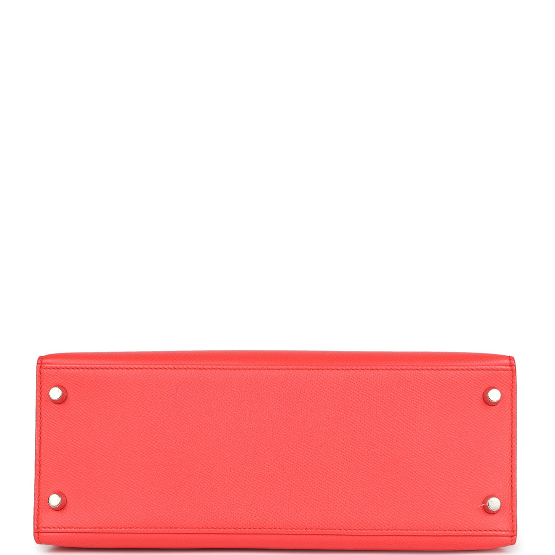 Hermes Kelly Sellier 28 Rose Texas Epsom Palladium Hardware