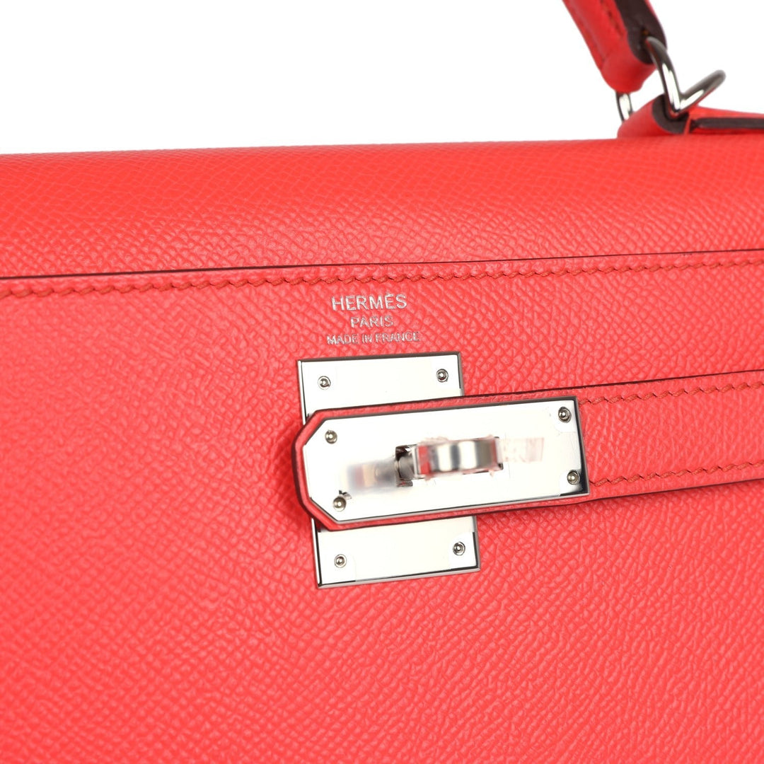 Hermes Kelly Sellier 28 Rose Texas Epsom Palladium Hardware