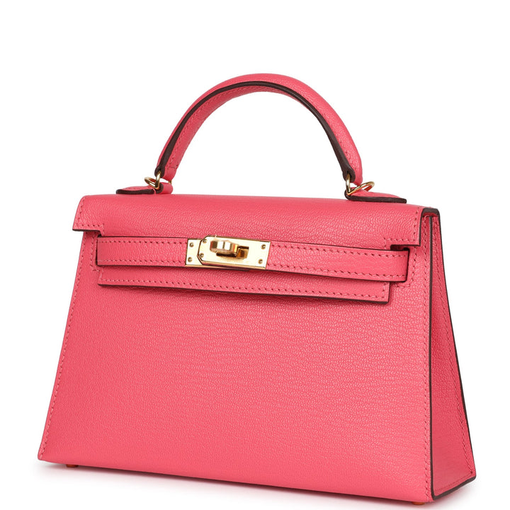 Hermes Kelly Sellier 20 Rose Azalee Chevre Mysore Gold Hardware