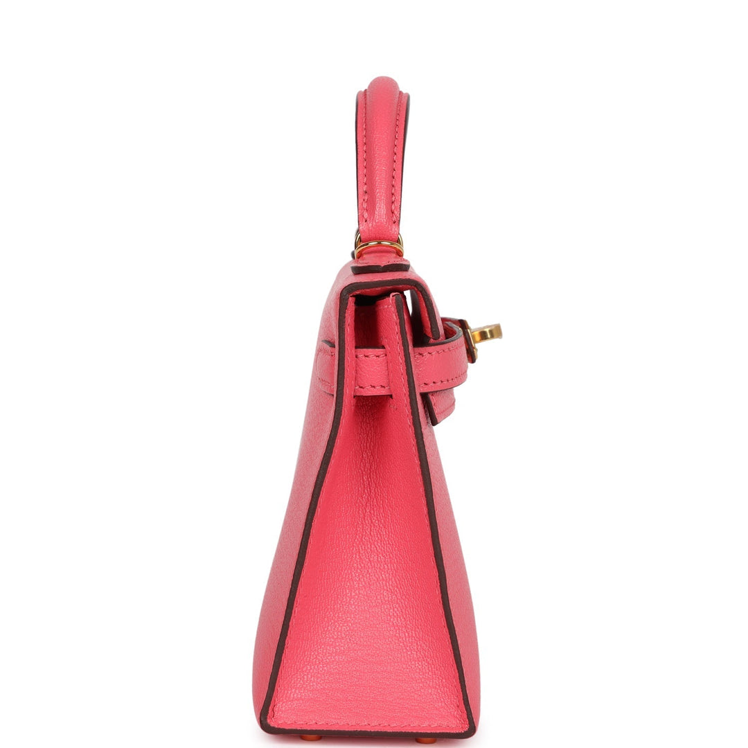 Hermes Kelly Sellier 20 Rose Azalee Chevre Mysore Gold Hardware