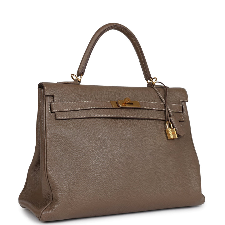 Hermes Kelly Retourne 35 Etoupe Togo Gold Hardware