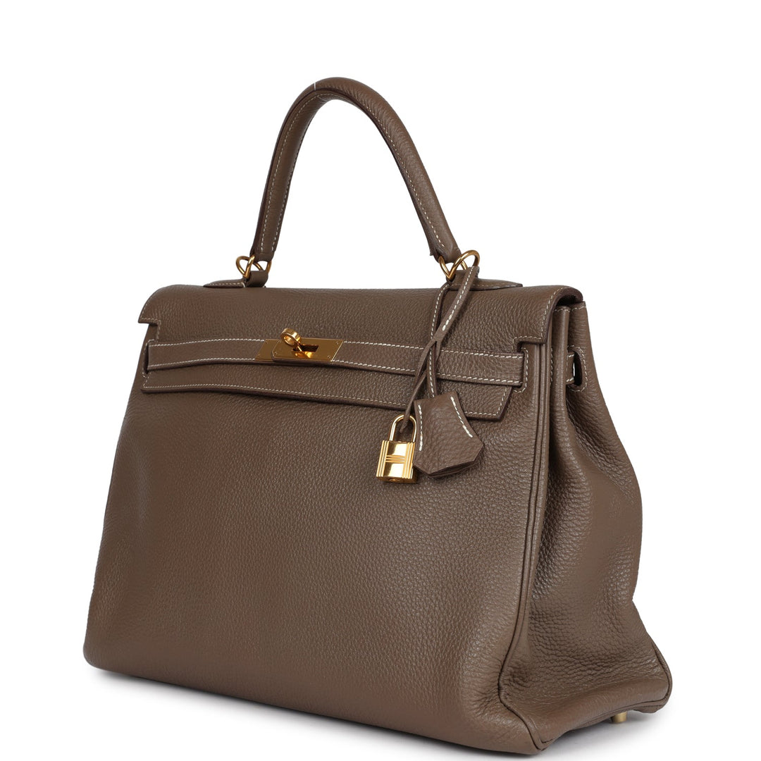 Hermes Kelly Retourne 35 Etoupe Togo Gold Hardware