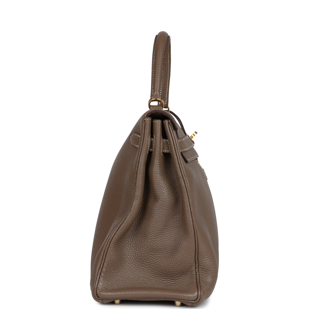 Hermes Kelly Retourne 35 Etoupe Togo Gold Hardware