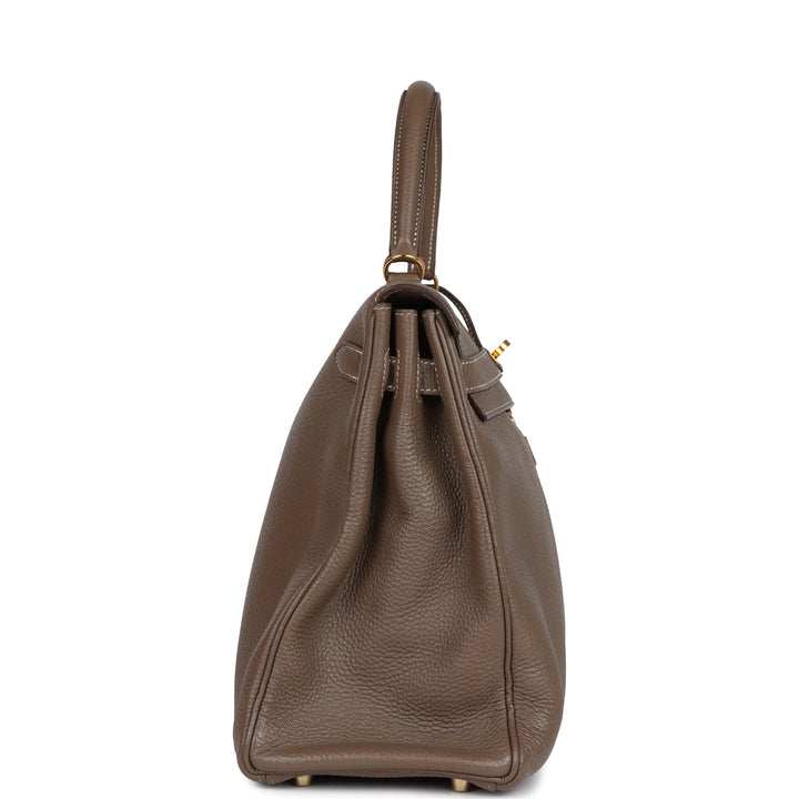 Hermes Kelly Retourne 35 Etoupe Togo Gold Hardware