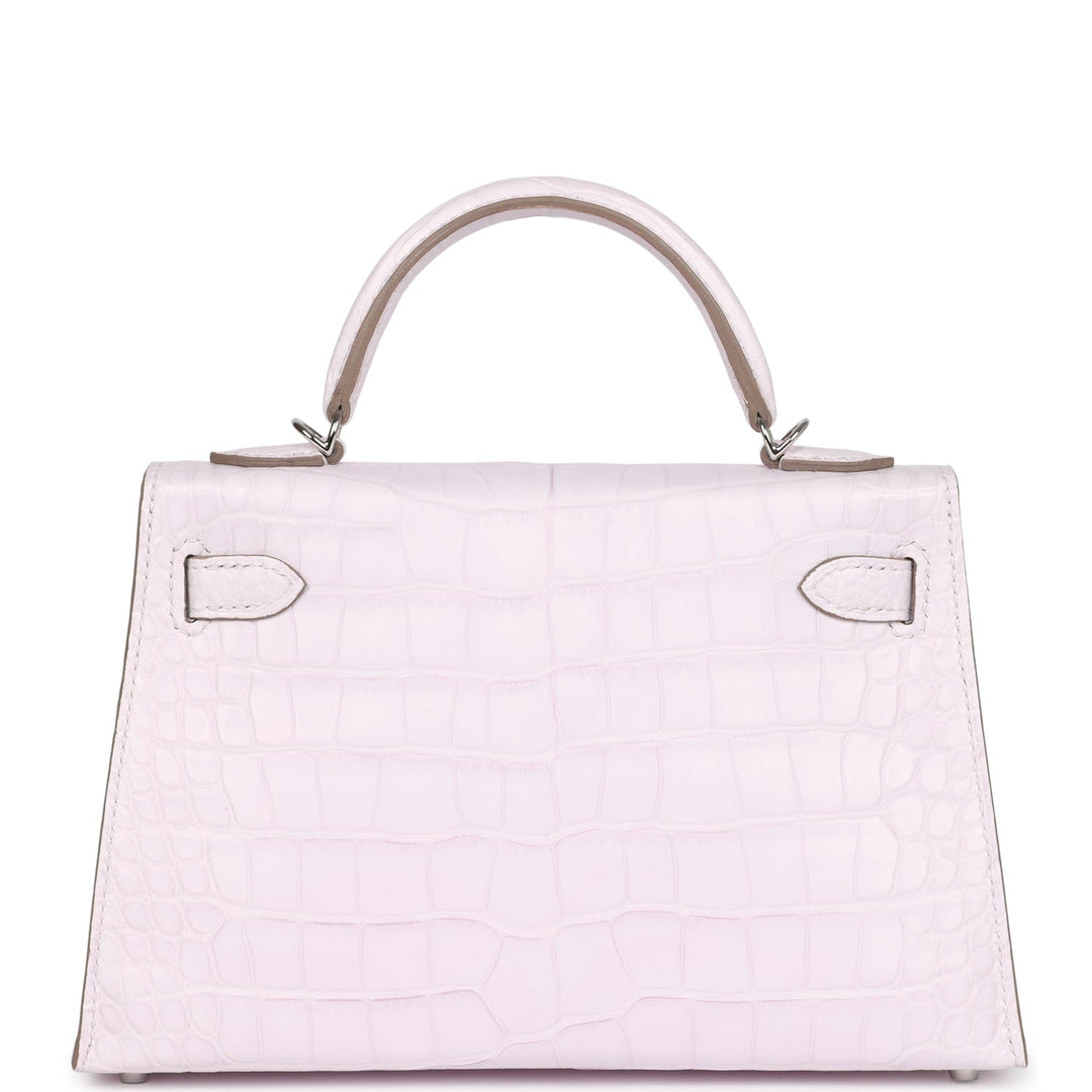 Hermes Kelly Sellier 20 Mauve Pale Boreal Satin Alligator Palladium Hardware