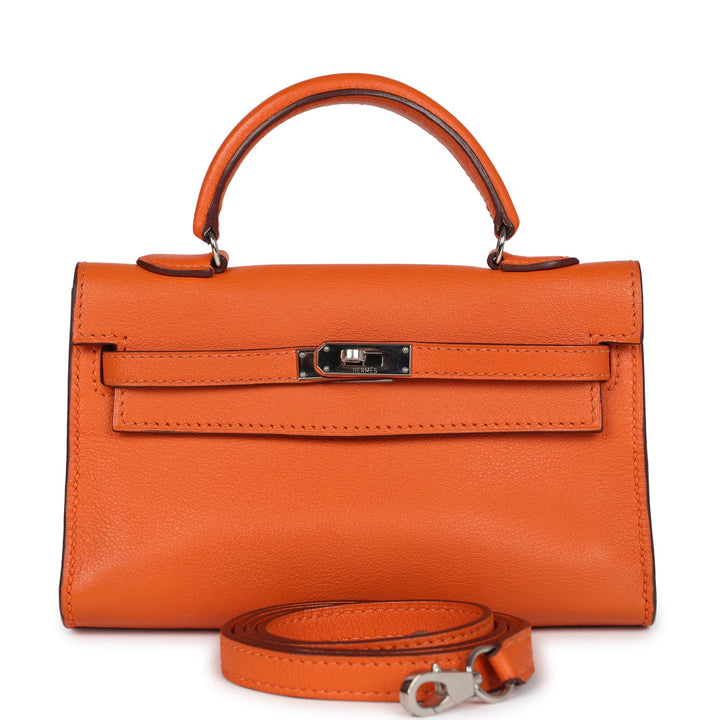 New Hermes Micro Kelly 15 Orange Swift Palladium Hardware