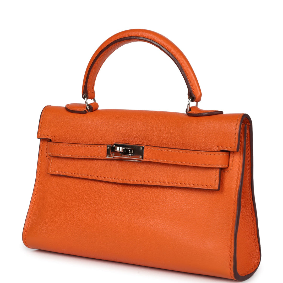 New Hermes Micro Kelly 15 Orange Swift Palladium Hardware
