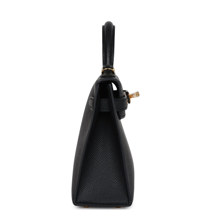 Hermes Kelly Sellier 20 Black Epsom Gold Hardware