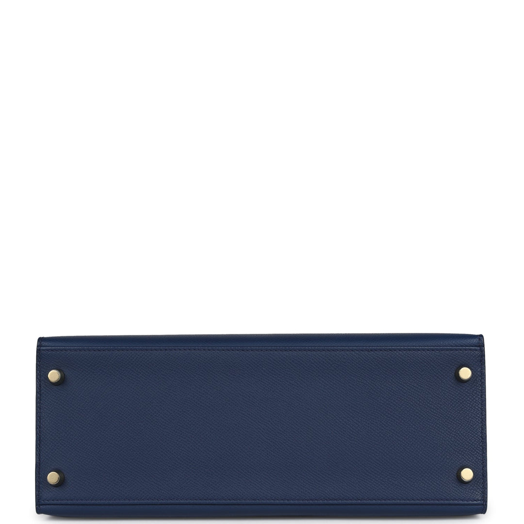 Hermes Kelly Sellier 28 Bleu Navy Epsom Gold Hardware