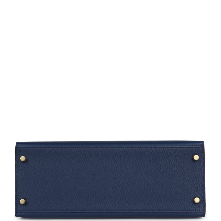 Hermes Kelly Sellier 28 Bleu Navy Epsom Gold Hardware