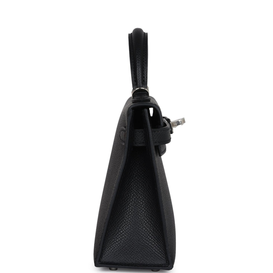 Hermes Kelly Sellier 20 Black Epsom Palladium Hardware