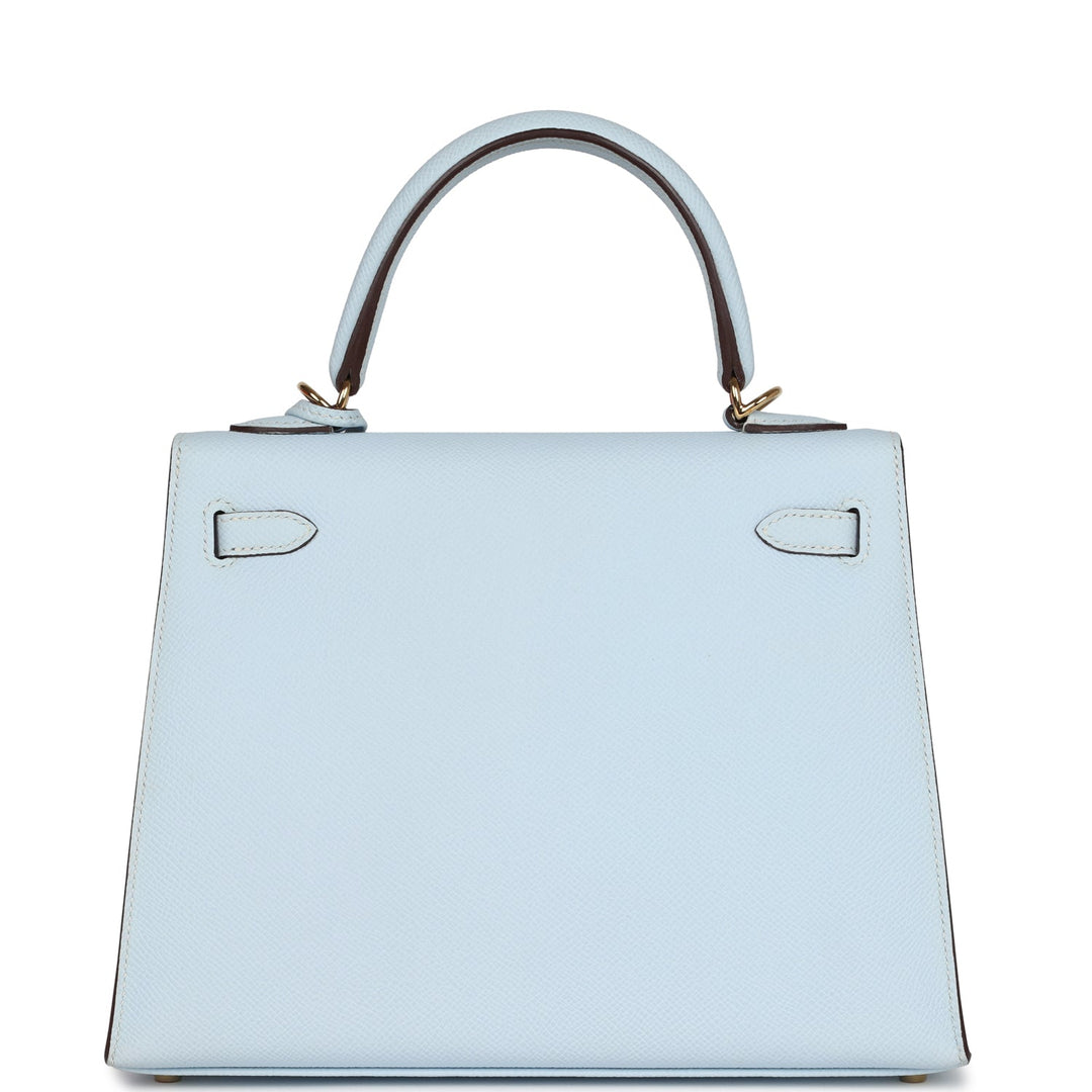 Hermes Kelly Sellier 25 Bleu Brume Epsom Gold Hardware