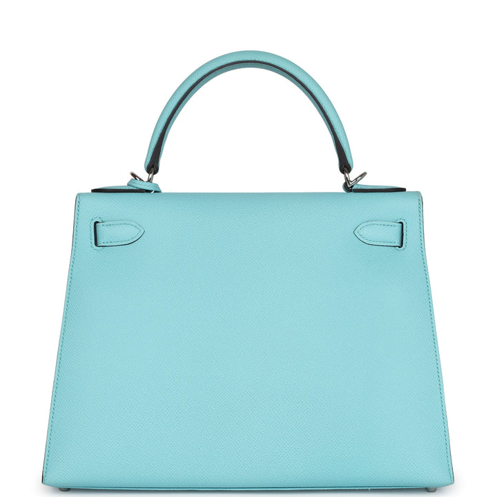 Hermes Kelly Sellier 28 Bleu Atoll Epsom Palladium Hardware