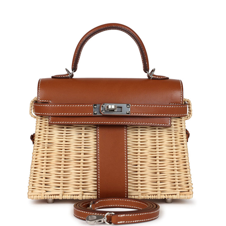 New Hermes Mini Picnic Kelly 20 Fauve Barenia Palladium Hardware