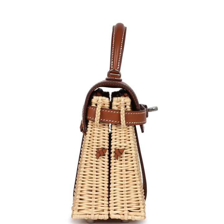 New Hermes Mini Picnic Kelly 20 Fauve Barenia Palladium Hardware