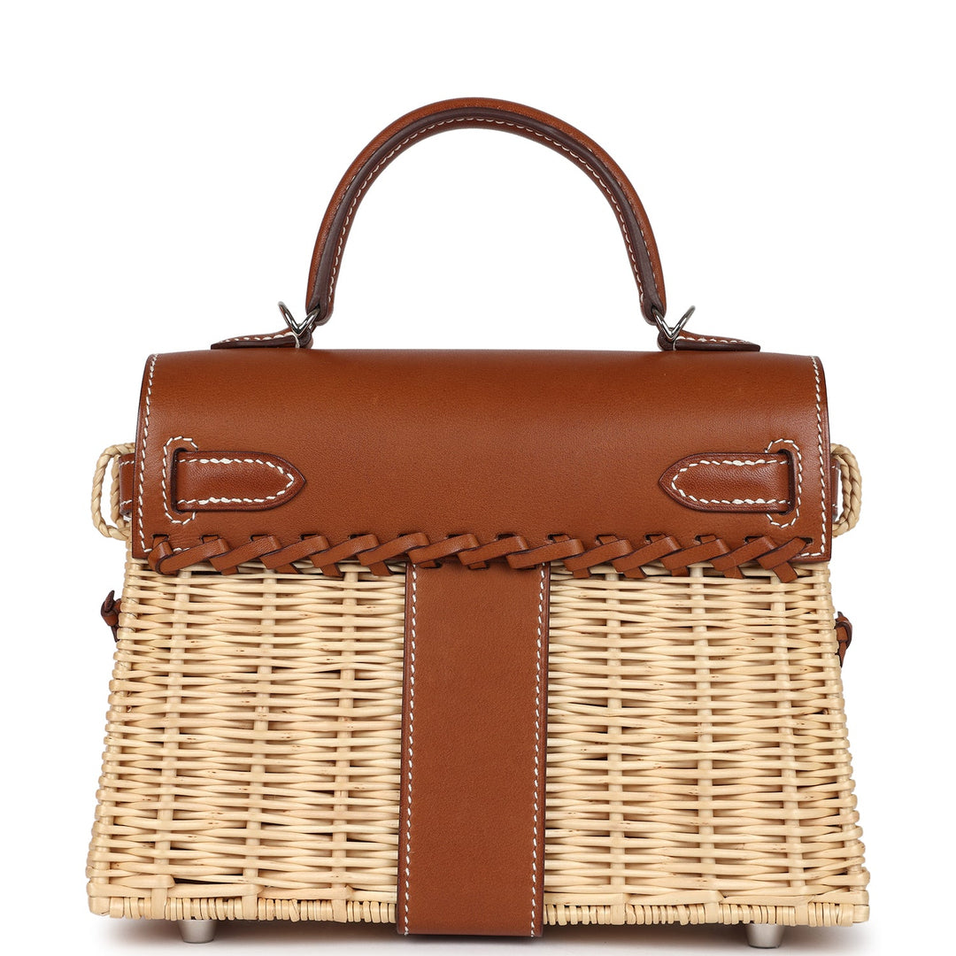 New Hermes Mini Picnic Kelly 20 Fauve Barenia Palladium Hardware