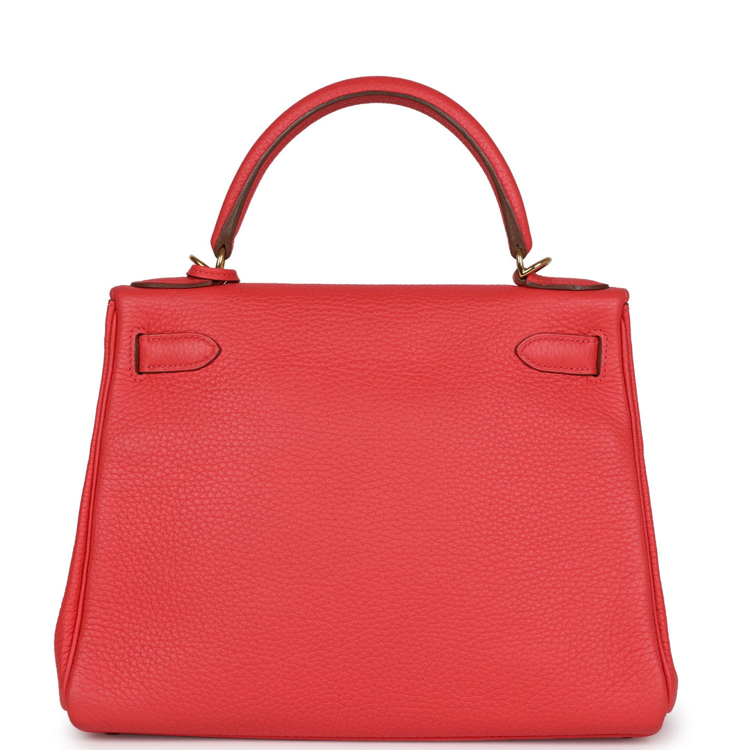 New Hermes Kelly Retourne 28 Rose Jaipur Clemence Gold Hardware