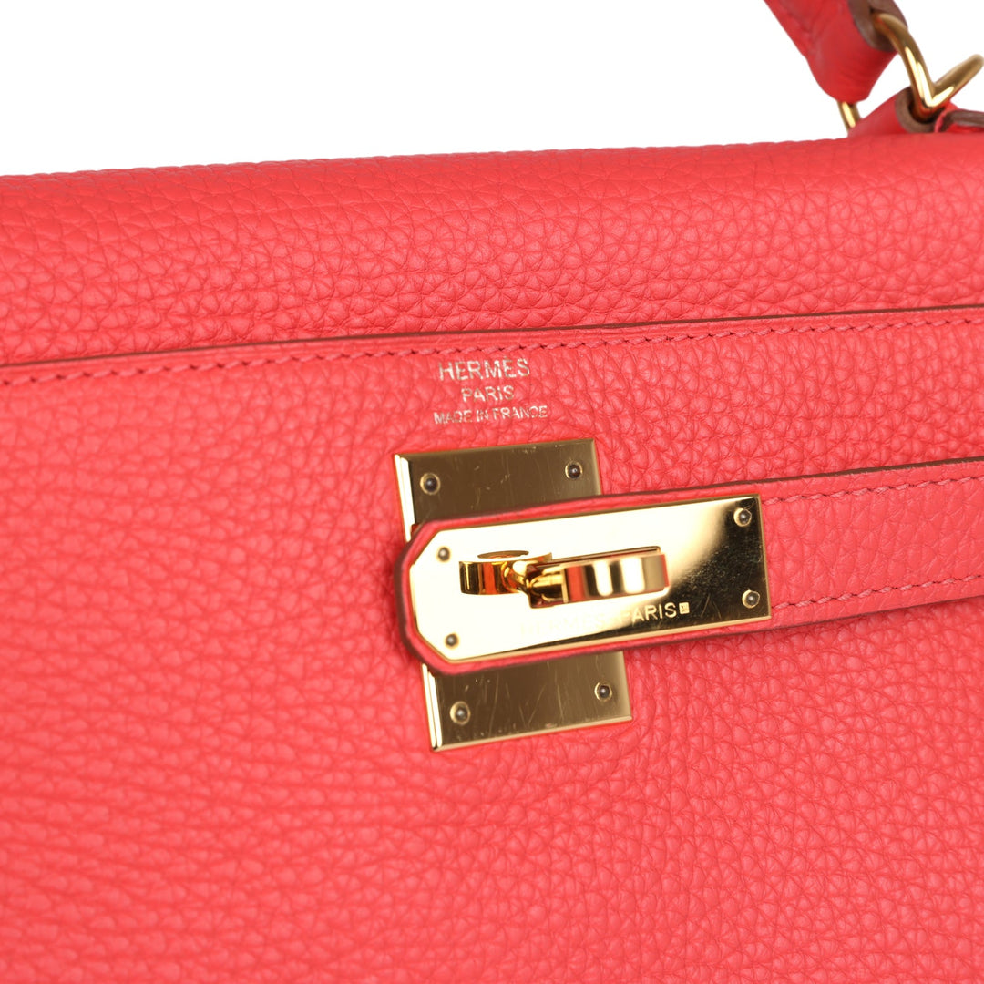 New Hermes Kelly Retourne 28 Rose Jaipur Clemence Gold Hardware