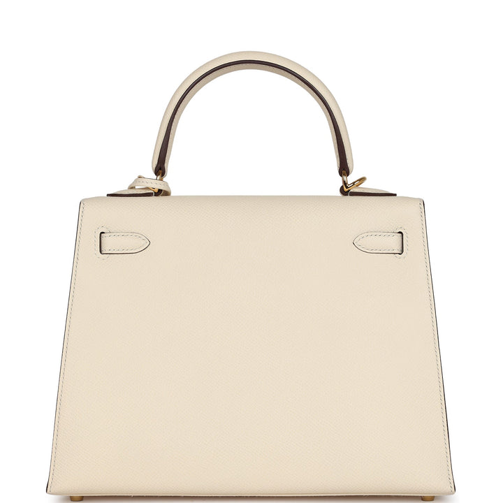 New Hermes Kelly Sellier 25 Nata Epsom Gold Hardware