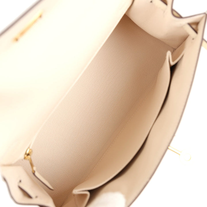 New Hermes Kelly Sellier 25 Nata Epsom Gold Hardware