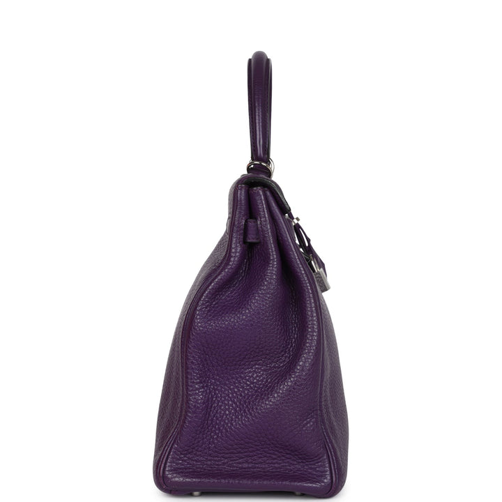New Hermes Kelly Retourne 35 Ultraviolet Clemence Palladium Hardware