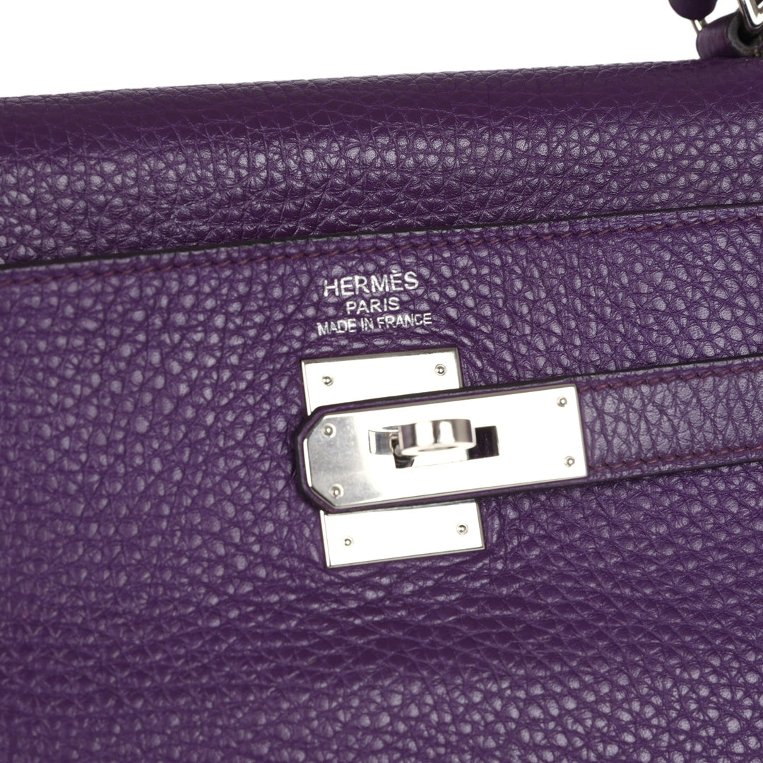 New Hermes Kelly Retourne 35 Ultraviolet Clemence Palladium Hardware