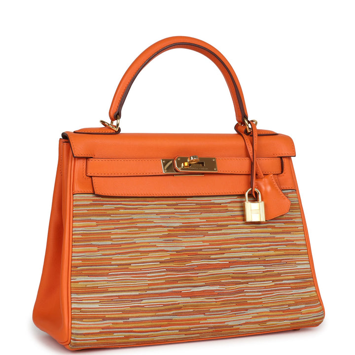 New Hermes Kelly Retourne 28 Vibrato Orange Evercalf Gold Hardware