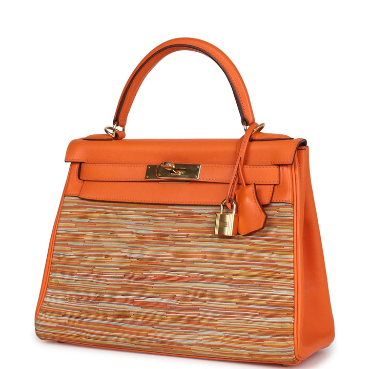 New Hermes Kelly Retourne 28 Vibrato Orange Evercalf Gold Hardware