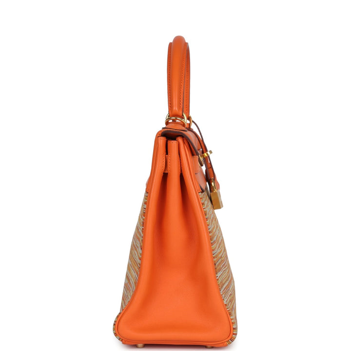New Hermes Kelly Retourne 28 Vibrato Orange Evercalf Gold Hardware