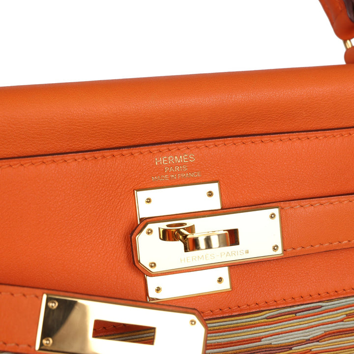 New Hermes Kelly Retourne 28 Vibrato Orange Evercalf Gold Hardware