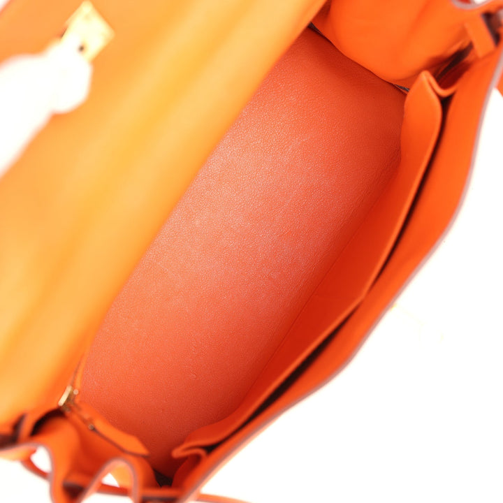 New Hermes Kelly Retourne 28 Vibrato Orange Evercalf Gold Hardware