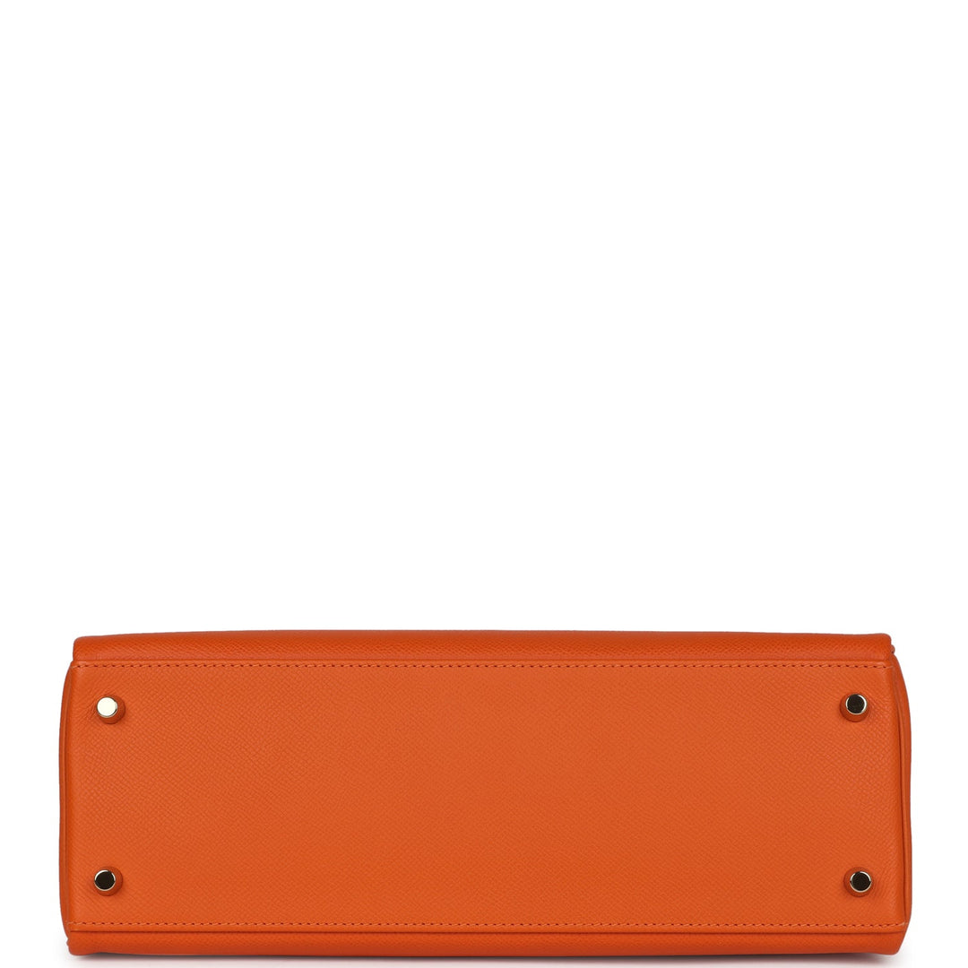 New Hermes Kelly Retourne 32 Orange H Epsom Gold Hardware
