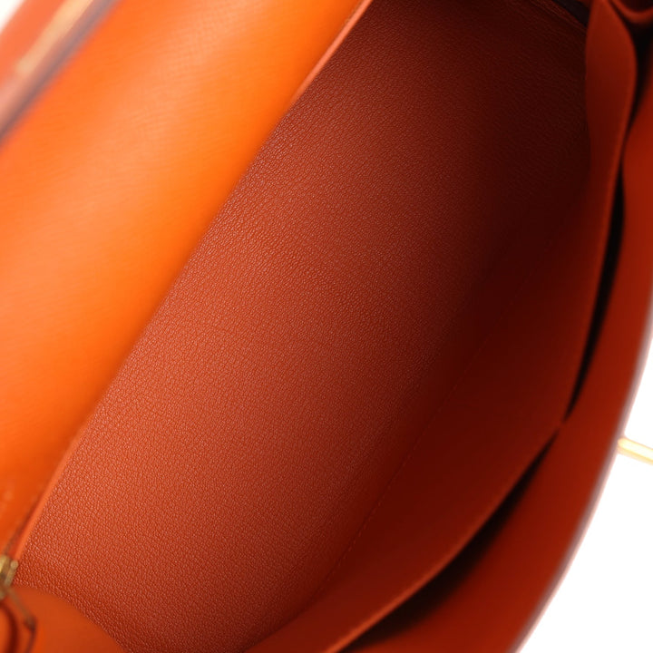 New Hermes Kelly Retourne 32 Orange H Epsom Gold Hardware