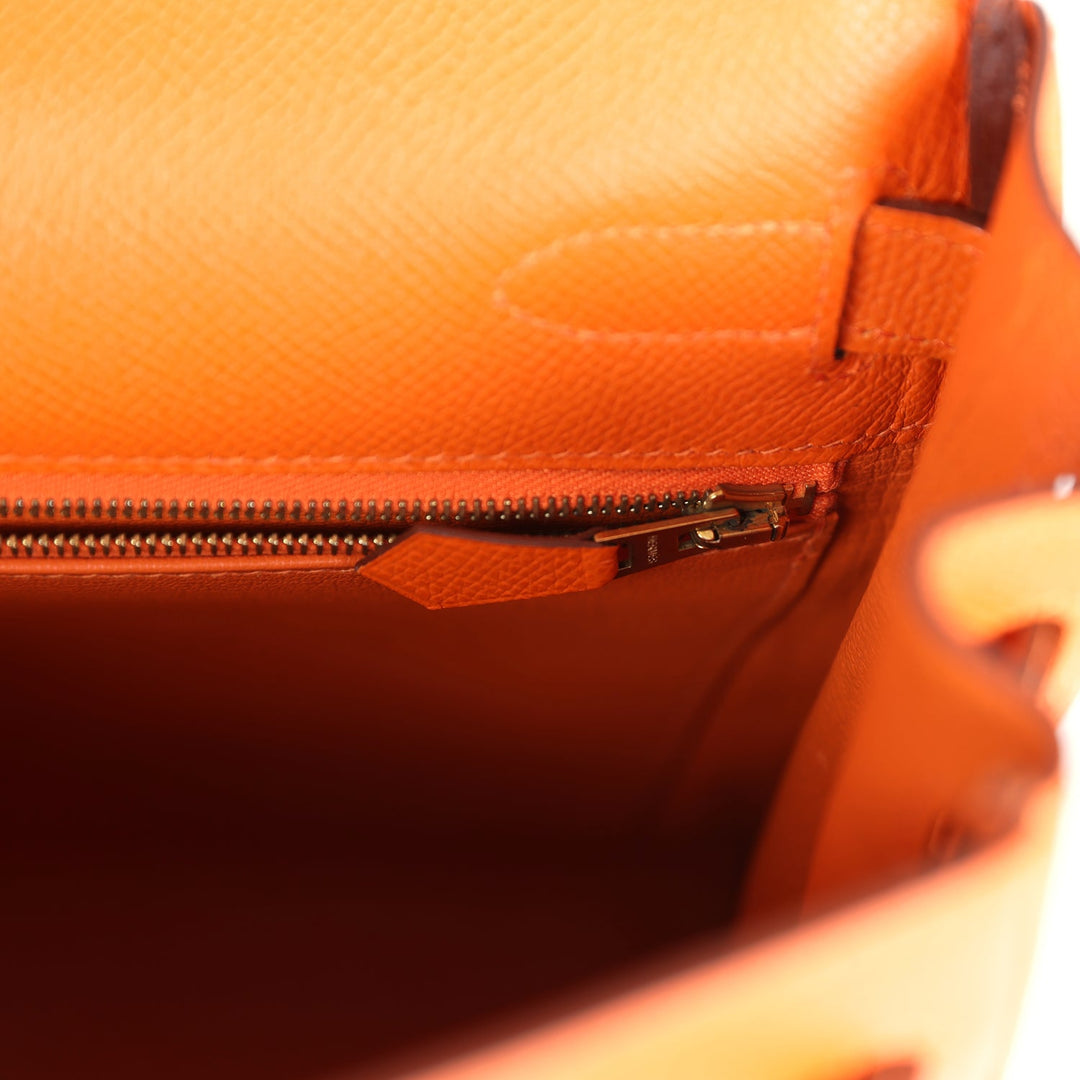 New Hermes Kelly Retourne 32 Orange H Epsom Gold Hardware