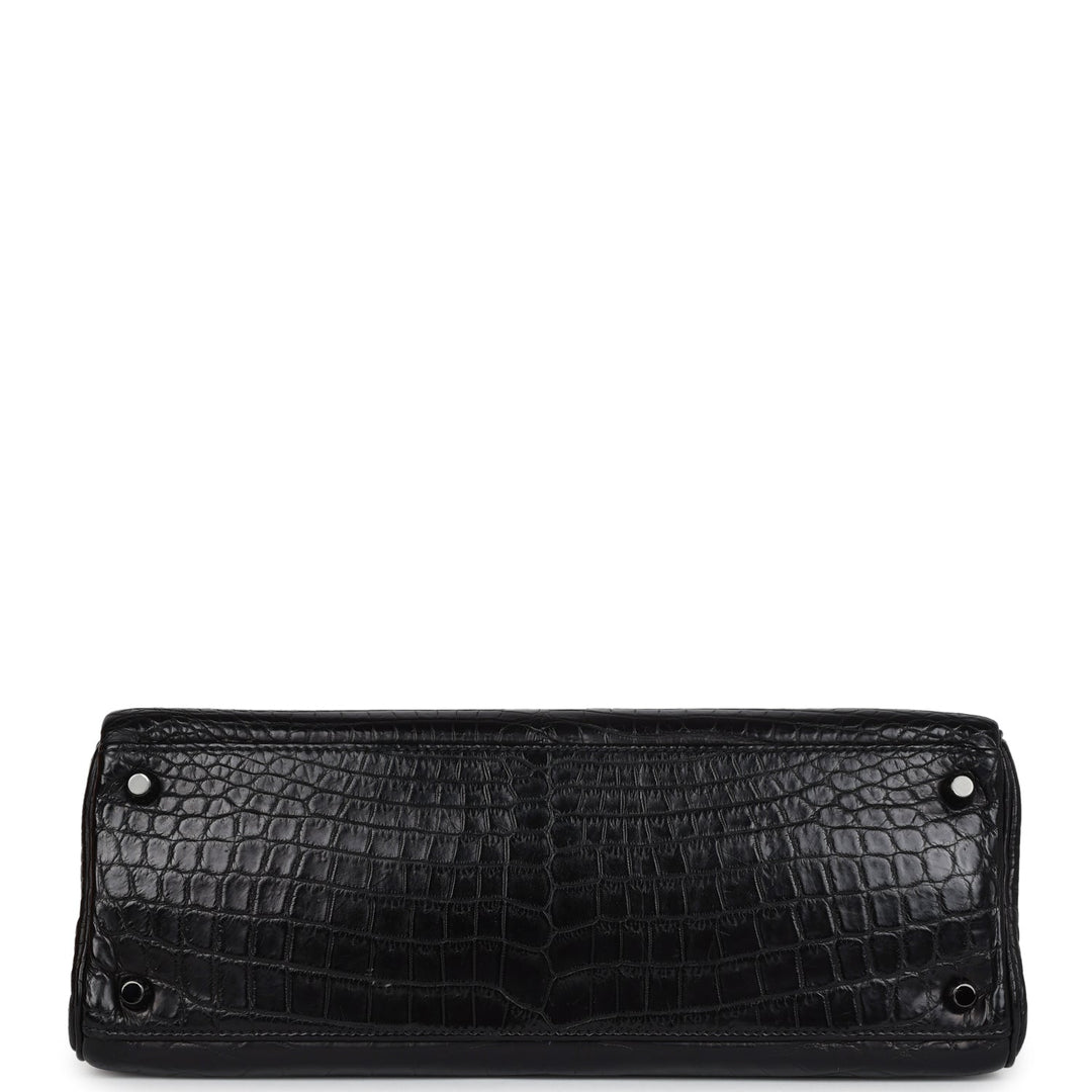 New Hermes Kelly Retourne 32 SO Black Matte Niloticus Crocodile Black Hardware