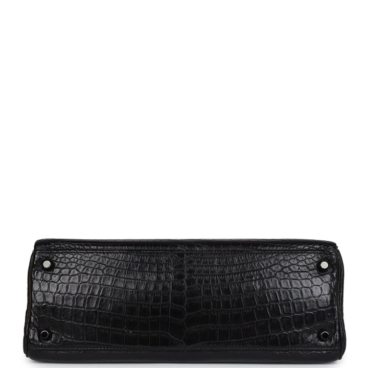 New Hermes Kelly Retourne 32 SO Black Matte Niloticus Crocodile Black Hardware